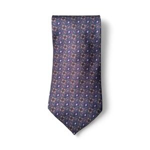 Wembley Silk Tie Made in USA Blue Purple Geometric Pattern Classic Mens